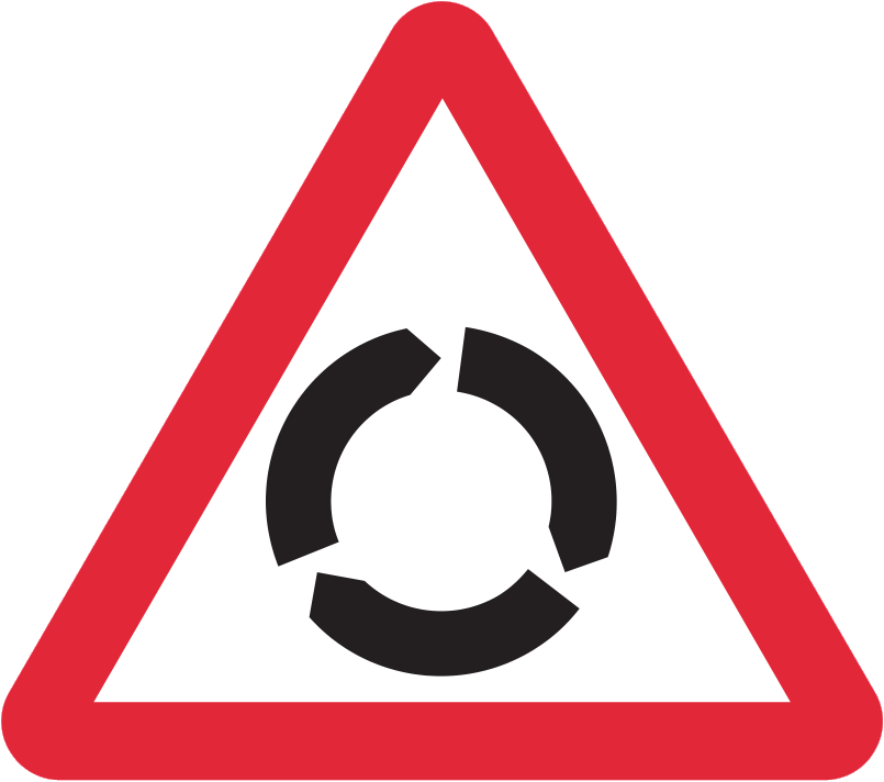 Roundabout Warning Road Sign